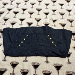 Stylish Denim Midi Skirt with Gold Accents